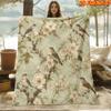 1pc 2D Flat Printing Spring And Summer New Arrival Floral And Bird Branch Theme Digital Print Blanket, All-Season Use, Casual Throw, 100% Polyester Fi