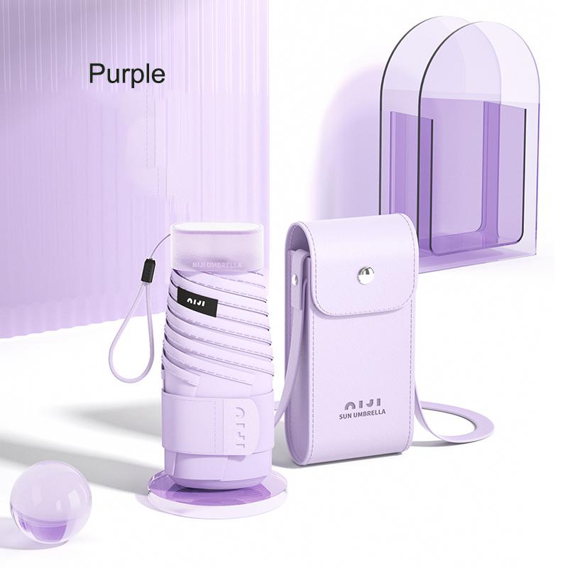 

Дорожня парасолька Компактні легкі портативні міні-міцні водонепроникні складані парасолі з 6-ребристими посиленими парасольками фіолетовий