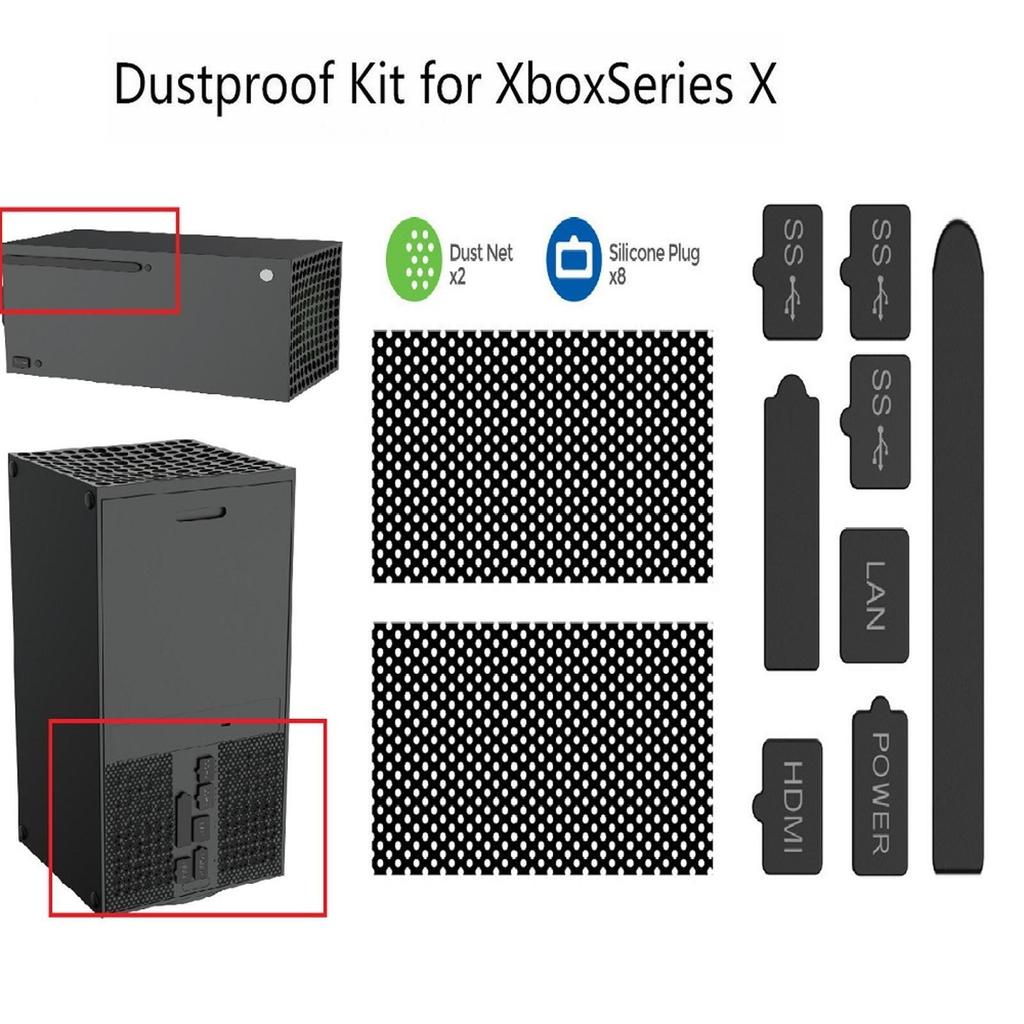 Dust Proof Mesh Filter for Xbox Series X Game Console Silicone Plugs Protector