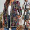 Women Coat Butterflies Print Retro Long Sleeve Loose Soft Ethnic Style Vintage