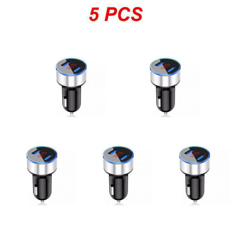 1~5PCS 15w Cigarette Lighter Universal Car Accessories With Led Voltage Current Display Car Charger Dual Usb Port