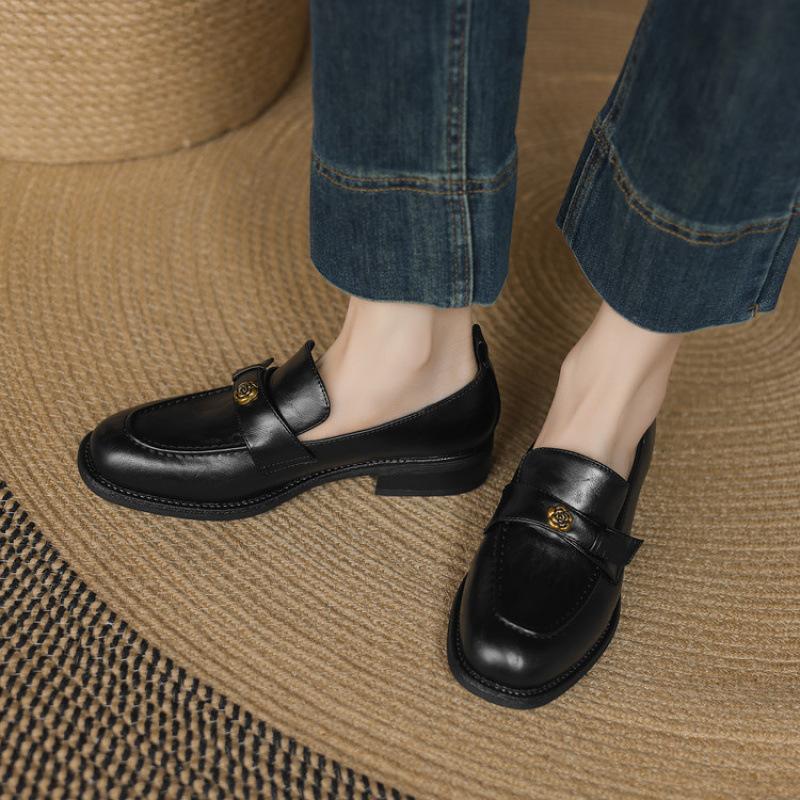 Four Seasons Wear Round Head Casual Single Shoes Shallow Mouth Foot Cover Women's Lazy Shoes One Pedal Large Size Shoes New Rubber Soft Sole