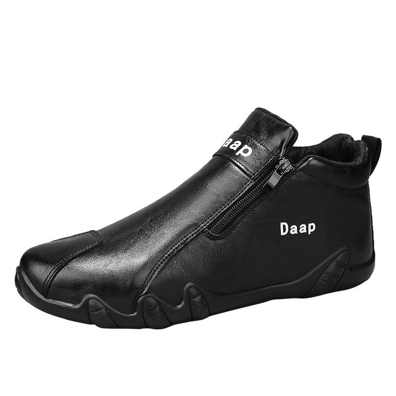 Men's Shoes Autumn 2025 New High-top Casual Leather Shoes Men's Work Tooling Shoes Trend Versatile Outdoor Hiking Shoes