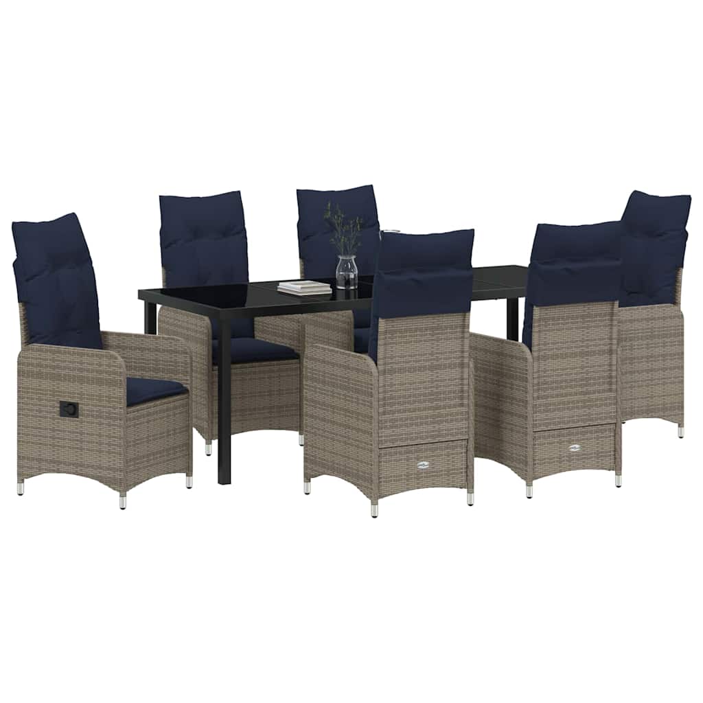 Garden Dining Set 7 Pcs Black Poly Rattan