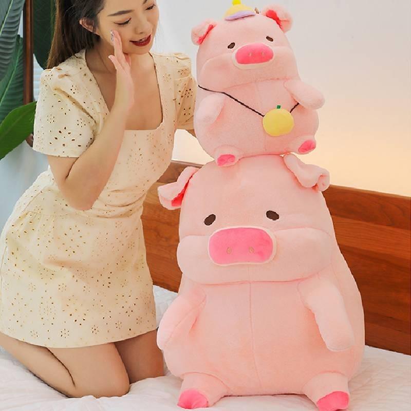 Mochila de Pelúcia Adorável Porquinha Lulu Boneco de Pelúcia Fofo Almofada Doce para Abraçar Presente