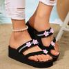 Fashion Fashion Shiny Sequins Clip Toe Slippers Women Summer Beach Flower Decor Wedge Slides Woman New Slip On Platform Sandals Mujer