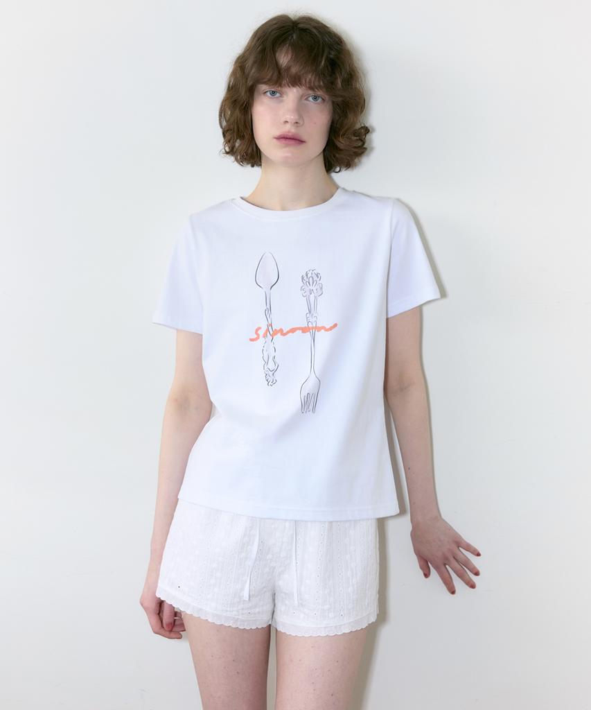 SINOON Spoon & Fork T-Shirt (White)