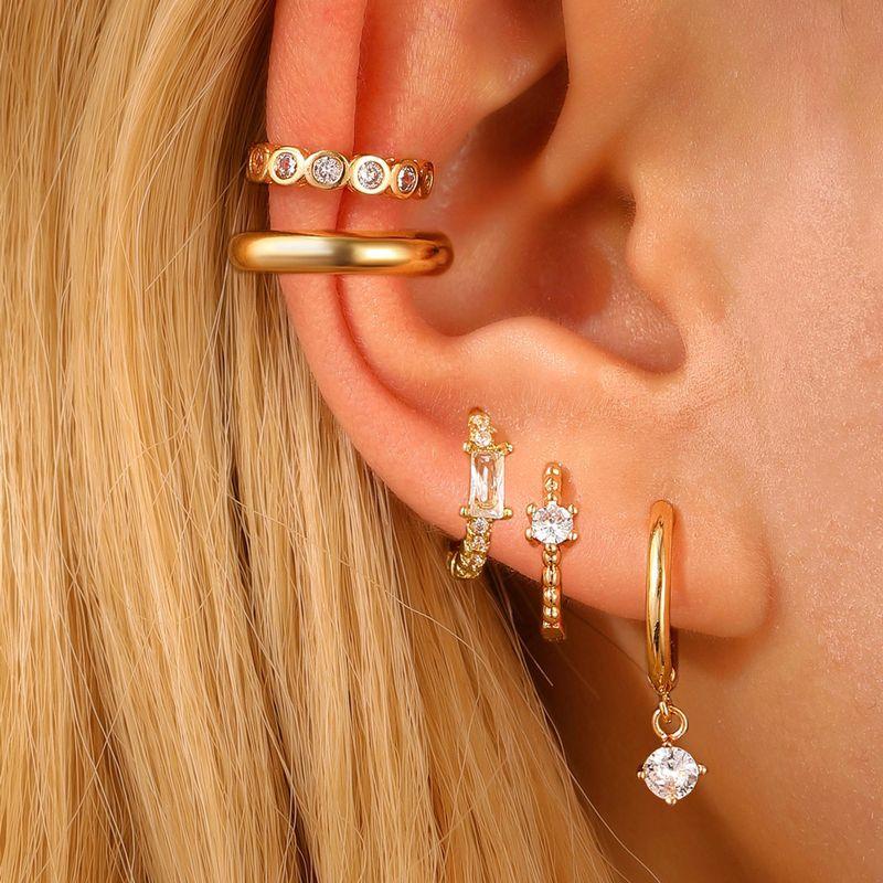 Fashion ins Star Moon Leaf Ear Bone Nail Ear Clip Ear Buckle Tassel Earrings Women's Fashion Overlapped Single Ear Suit Earrings