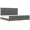 Bed Frame with Headboard Dark Gray 200 X 200 Cm Fabric
