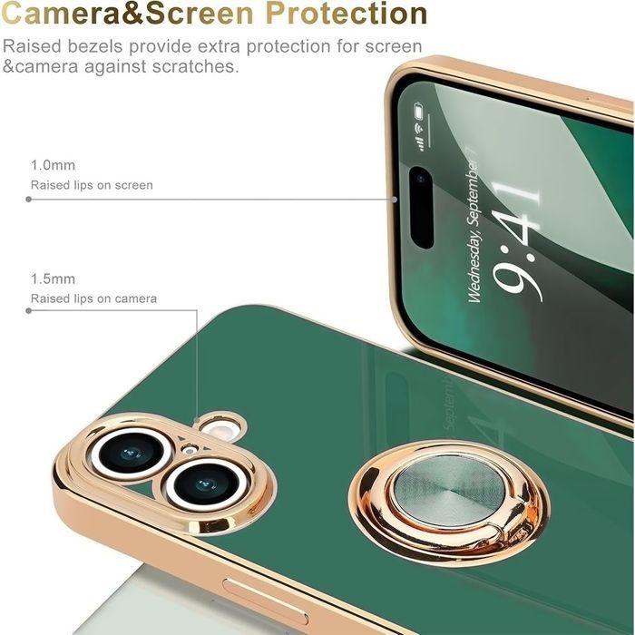 Schutzhülle - BOOLING - für iPhone 16e - Stoßfestes Silikon - Nachtgrün - Drehbarer Ring