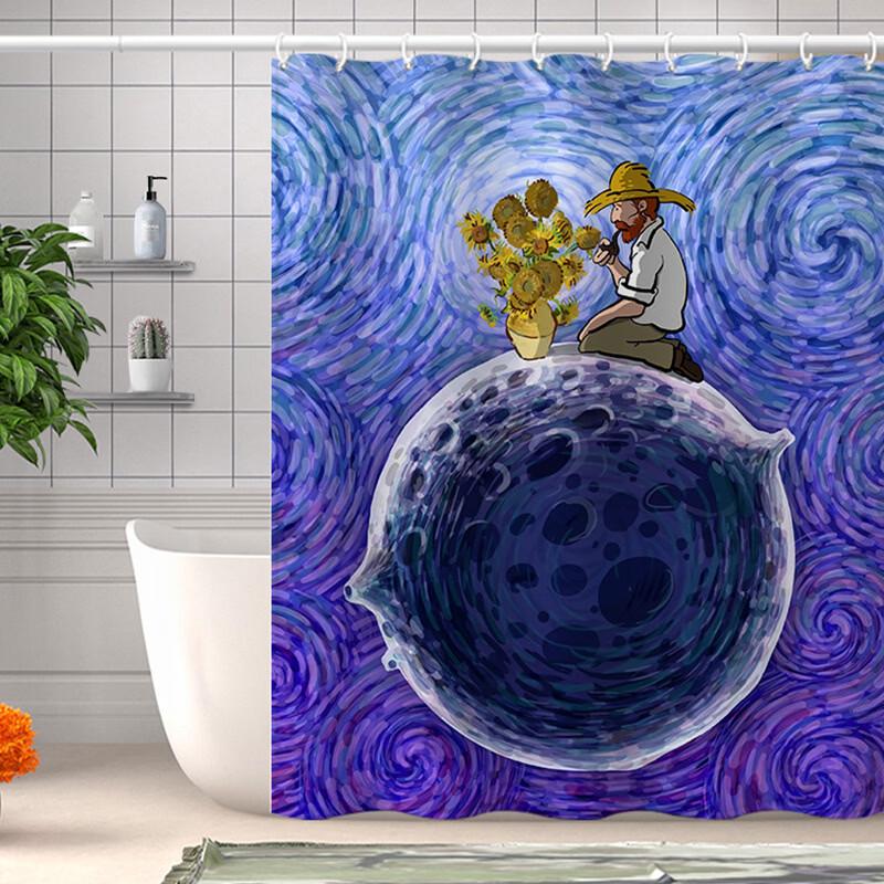 Artistic Print Shower Curtain with Hooks