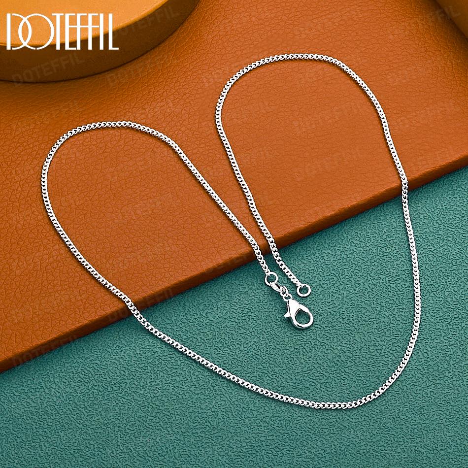 925 Sterling Silver Wedding Jewelry Necklace 2mm 16-30 Inch