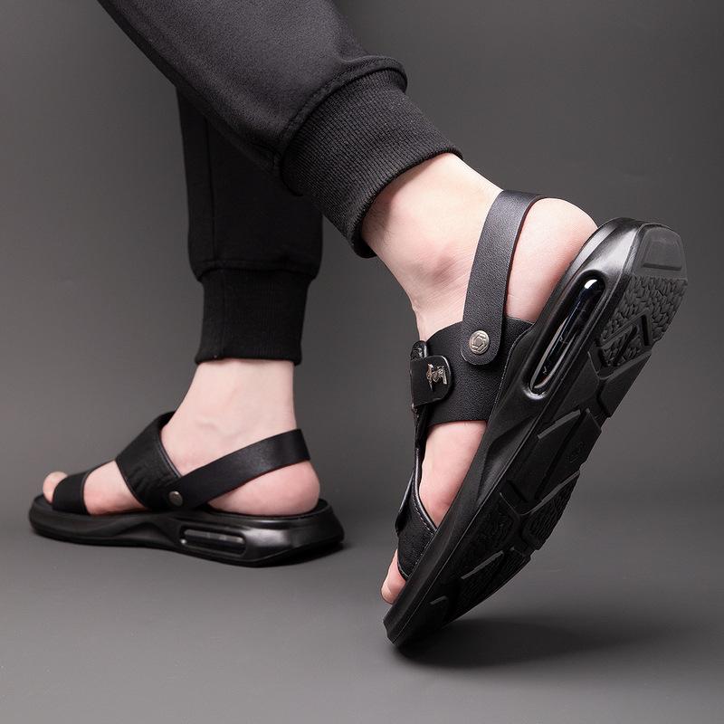 Módní pánské kožené sandály Pánské letní nové sandály Pantofle Dospělé platformové plážové boty Protiskluzové s otevřenou špičkou Odpružené kožené sandály