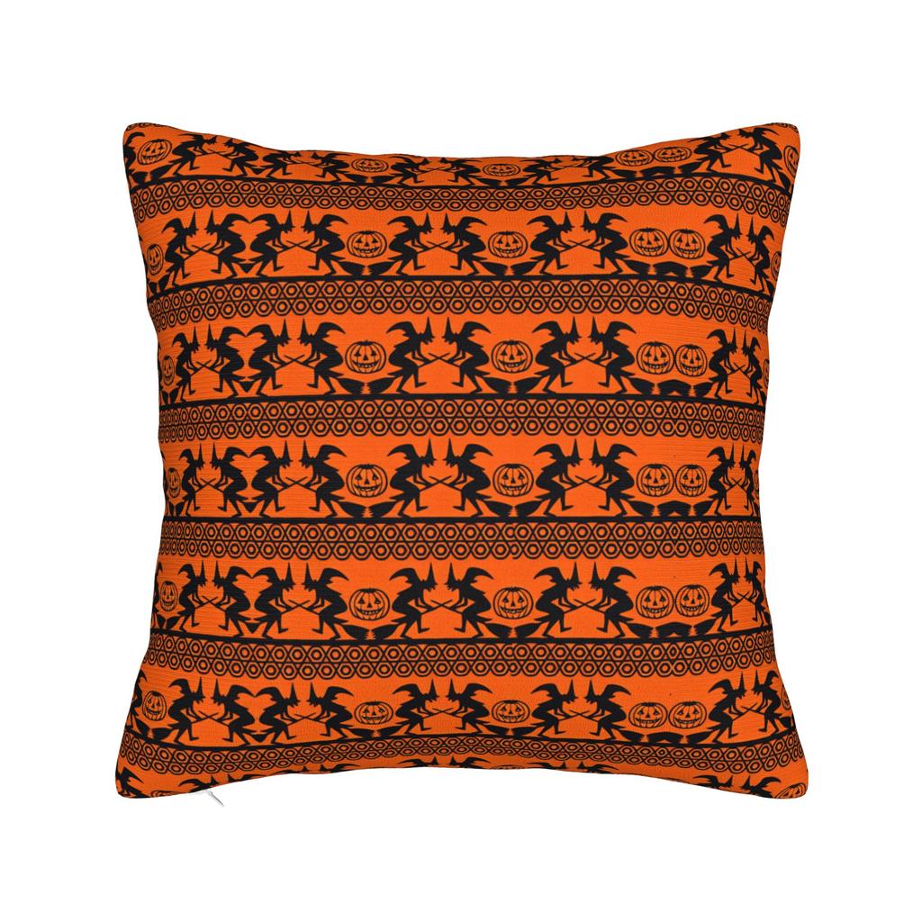 Pillow Case Halloween Pumpkin Striped Geometric Seamless Pattern Comfy Pillow Cover For Sofa Car Home Decor Funny Pillowcases