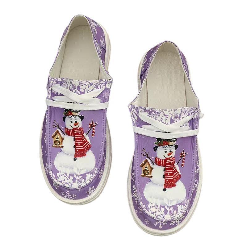 New Christmas snowman elf casual single shoes lightweight shallow mouth women's shoes