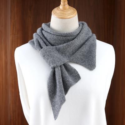 Women’s 100% Cashmere Solid Colored Knitted Scarf with Irregular Cross Design Winter Warmth Wind Cold Protection