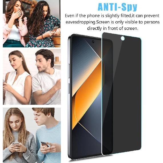 

2 шт. Защитное стекло для экрана Tecno Pova 6 Pro 5G с защитой конфиденциальности, Ультра HD пленка из закаленного стекла, Анти-шпион, Твердость 9H, Защита от царапин, Без пузырьков чёрный