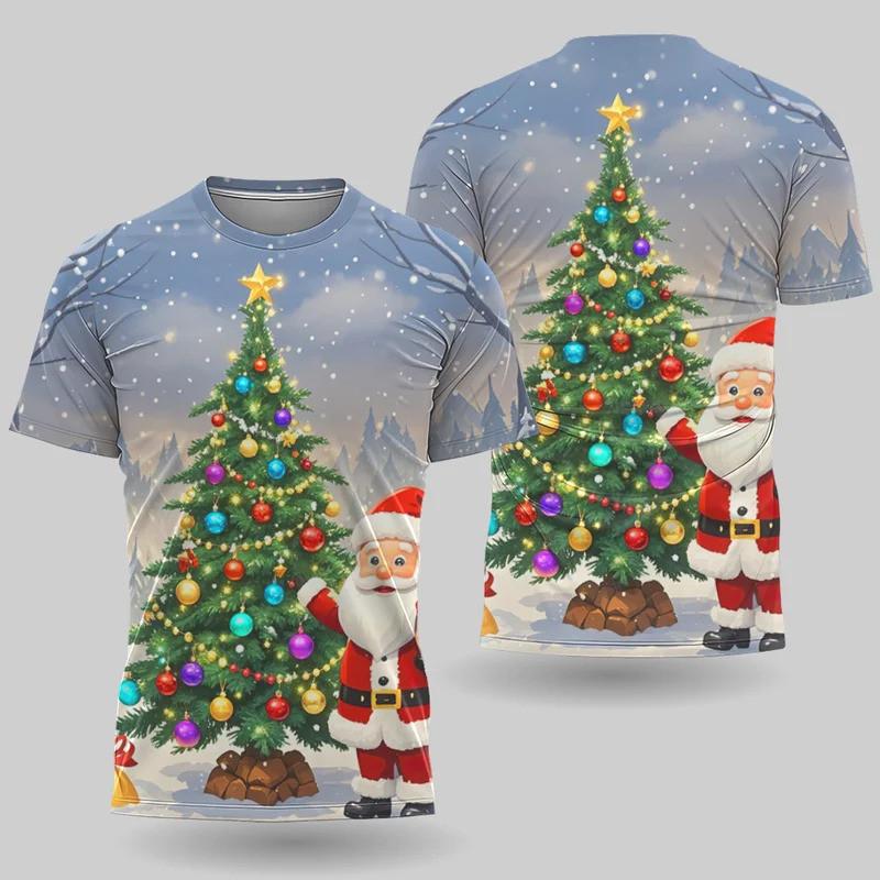 Santa Claus 3D printed short sleeved casual holiday party unisex top oversized T-shirt 5XL 898₽