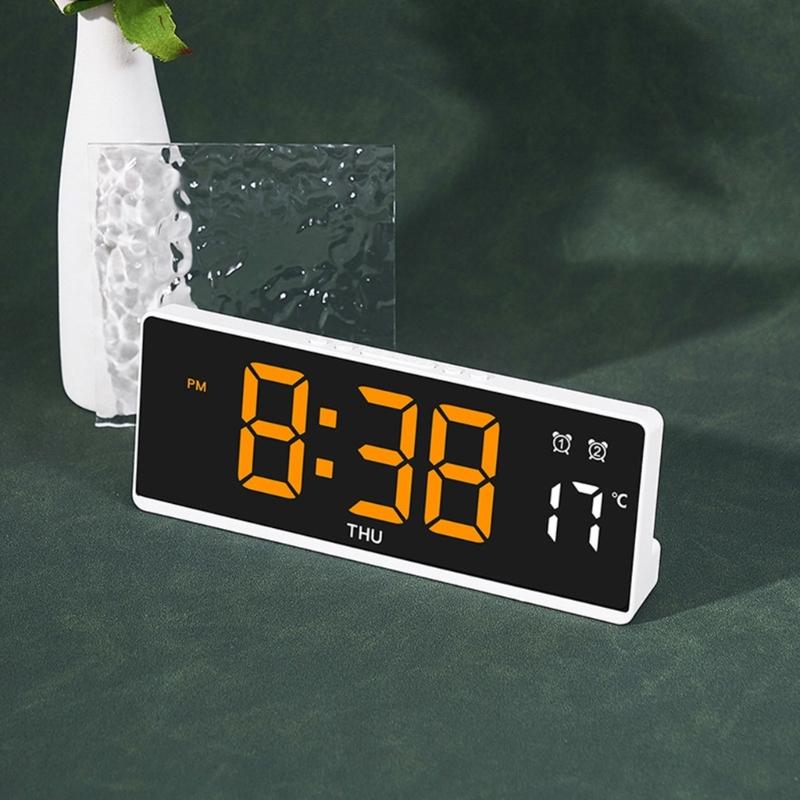 LED Digital Alarm Clock Wall Clock with Timer Date Temperature Display Bed Side Clock for Student,Office,Travel Use