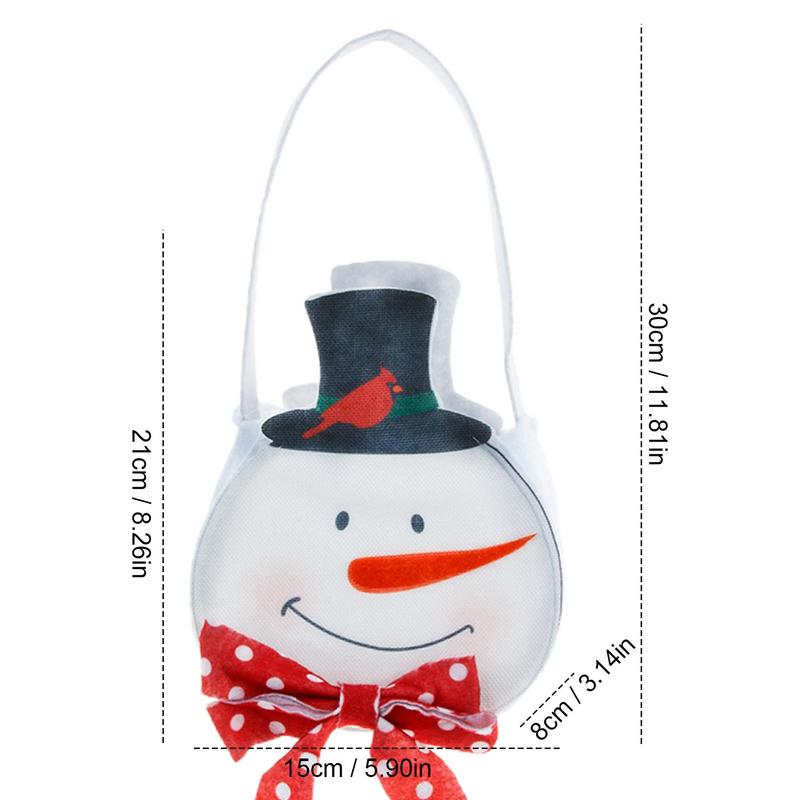 Christmas Treat Bags Christmas Tote Treat Bag Bucket With Handle Christmas Candy Gift Fruit Bag Santa Claus/Snowman Christmas