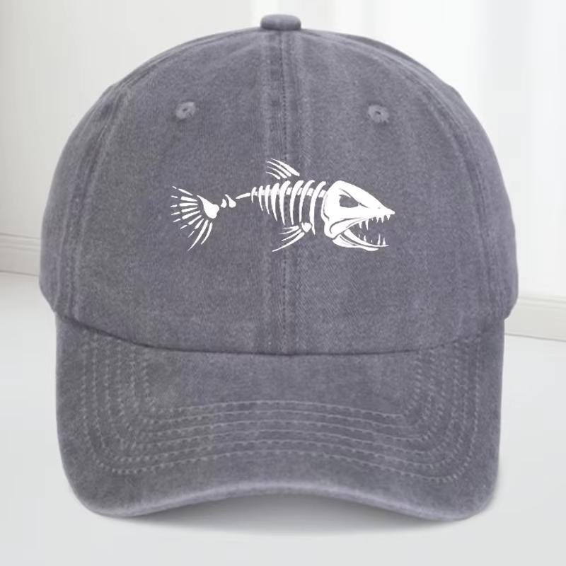 Fishbone Baseball Cap Summer Distressed Dad Hats Unisex Outdoor Fishing Skeleton Fish Bone Caps MZ-496 Fishbone Baseball Cap Summer