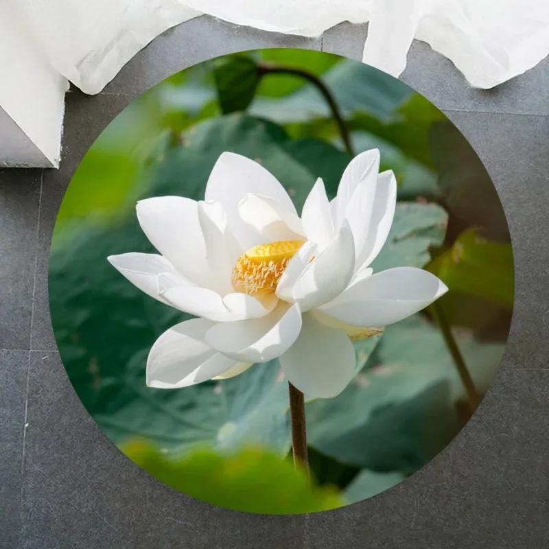 Lotus Flower Round Carpet Living Room Bedroom Yoga Mat Rugs Chinese Style Retro Non-slip Chair Mat Home Decoration Floor Mats