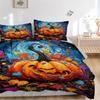 3pcs Colorful Pumpkin Lantern Print Bedding Set (1 Cover + 2 Pillowcases, Without Inserts), This Printed Bedding Set is Soft and Comfortable