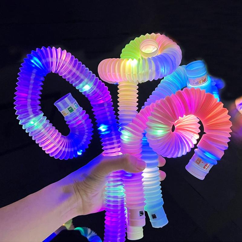 10 Stück LED Blinkrohr DIY Leuchtende Halsketten Leuchtende Teleskoprohr Spielzeuge Lustige Kindergeschenke Hochzeitsfeier Deko Gastgeschenke