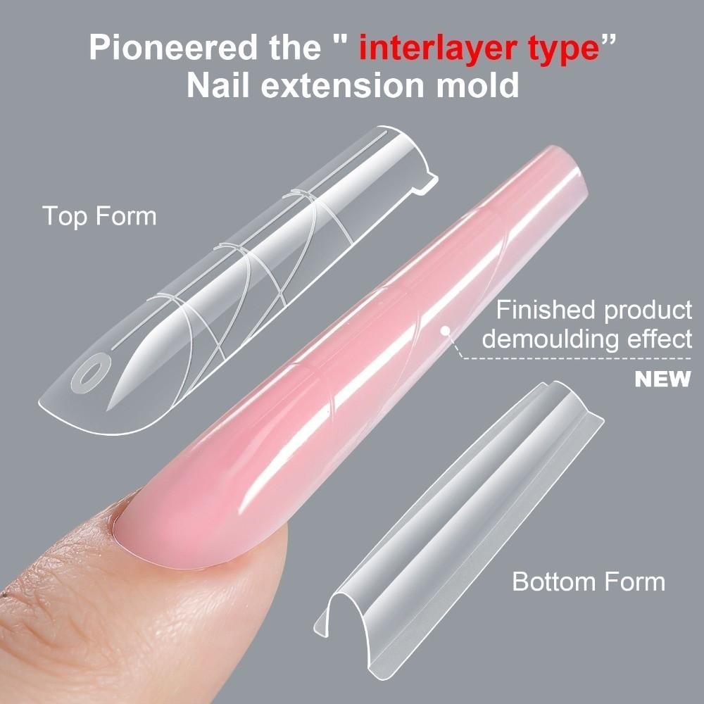 256Pcs/Box Transparent Nail Sandwich Dual Form DIY False Nails New Tips Nail Extension Form
