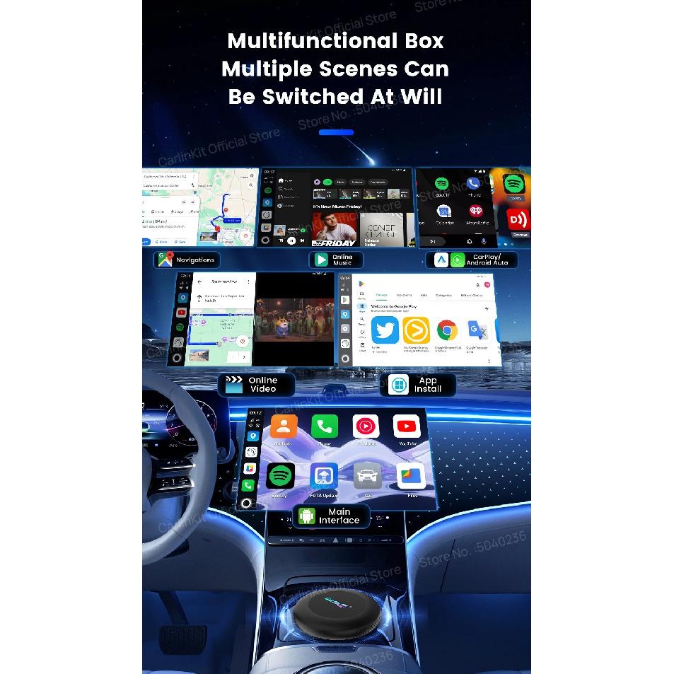 CarlinKit CarPlay Ai Box Android 15 Ultra2 SM6350 8GB+128GB Smart Android TV Box Wireless CarPlay Android Auto GPS For OEM Cars