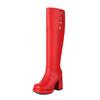 Fashion New Black White 9.5cm High-heel Knee High Boots European American Winter Fashion Round Toe Solid Color Women Boots Size 34-48