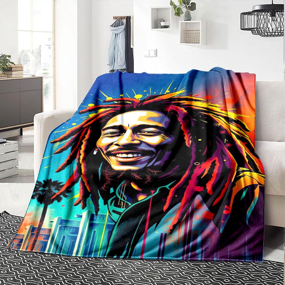 Bob Marley Blanket Durable Comfort Suitable for Bed Office Couch Four Seasons Universal Digital Print Best Holiday Gift for Friends Family