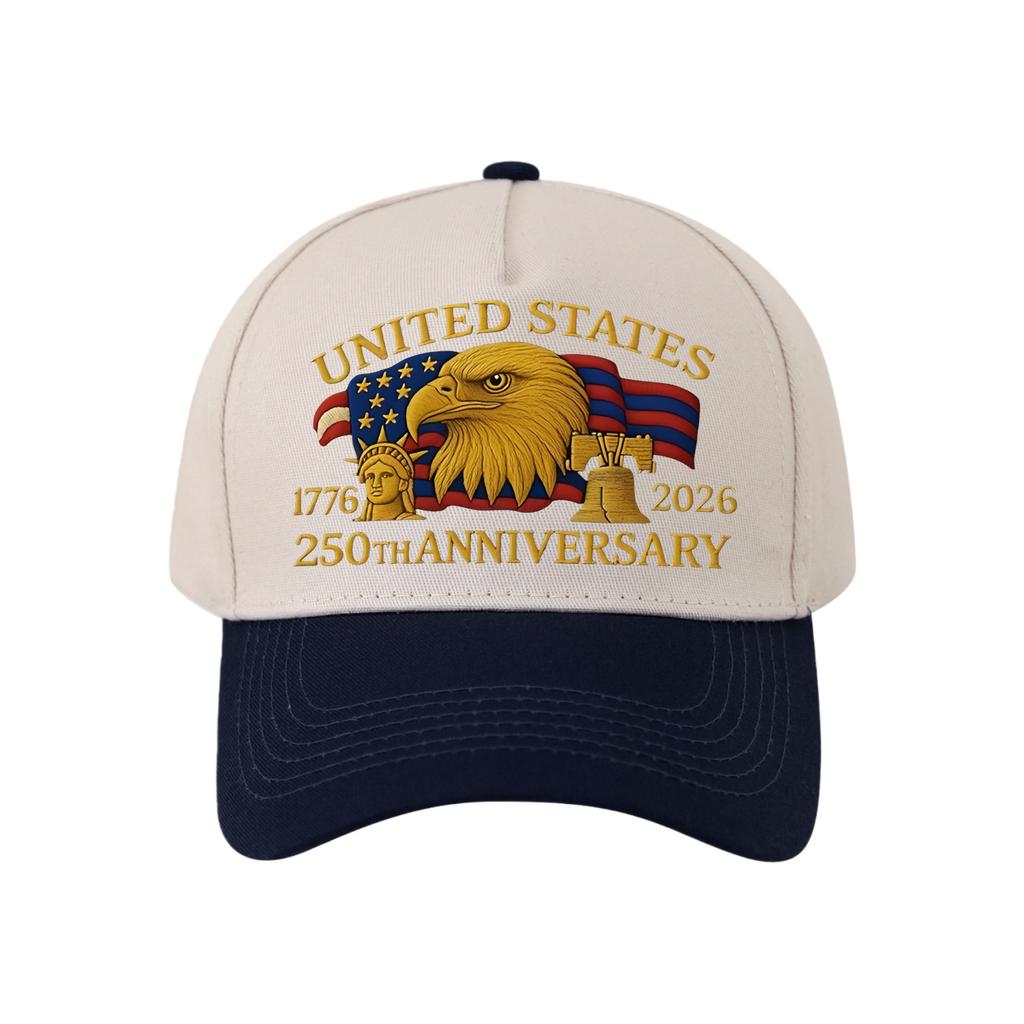 Hardtop Five-piece Baseball Cap Women's American Anniversary Printed Cap Outdoor Sun Hat