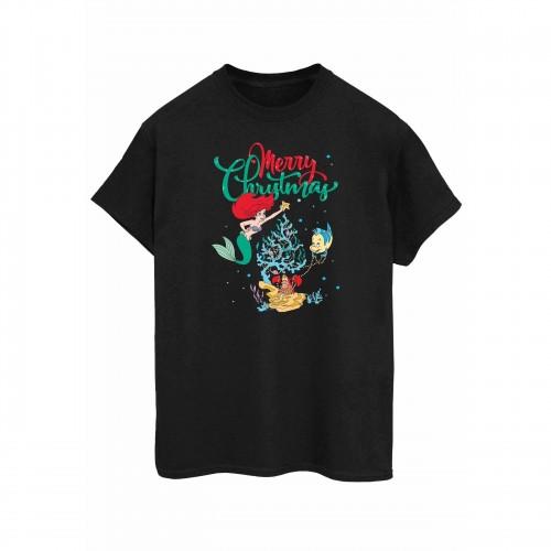 Disney Womens/Ladies Princess Ariel Merry Christmas Cotton Boyfriend T-Shirt
