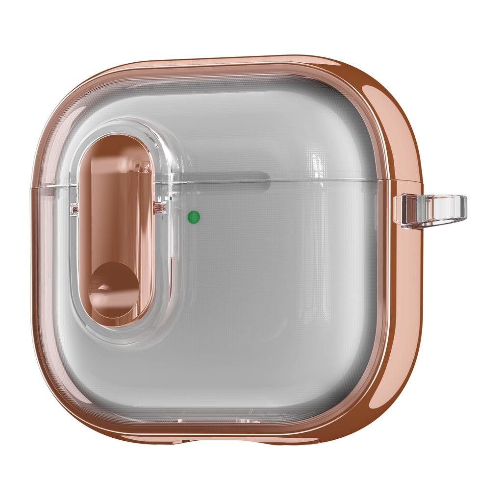 For AirPods 4 with ANC Case Clear Electroplated TPU PC Earbuds Cover with Lock Clasp / Carabiner