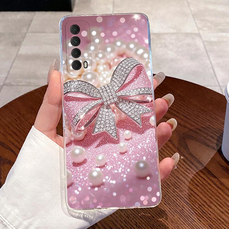 Jelly Casing For Huawei P Smart 2021 / Huawei y7a Funda Clear Silicone Soft TPU Back Cover Cute Cat Rabbit Heart Protective Case