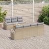 Ensemble de 8 Canapés de Jardin avec Coussins en Rotin Poly Beige Acacia, Sofa de Jardin 2 places avec Coussins en Rotin 3347665