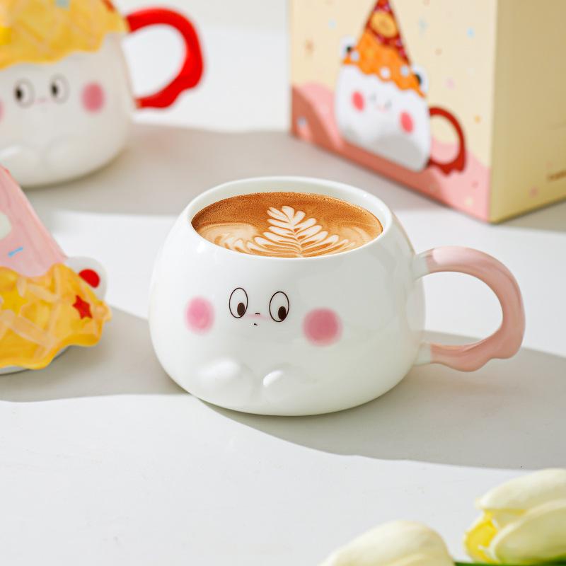 Cartoon Expression Ceramic Mug High Looking Souvenir Gift Water Cup for Best Friend Girl Heart Cup Home Breakfast Cup