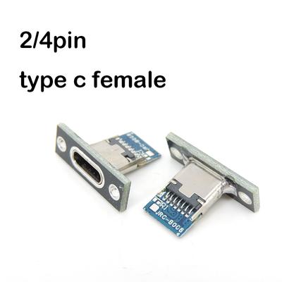5pcs 2Pin 4Pin Type-C USB Jack 3.1 Type-C Type C Female Connector Jack Charging Port USB 3.1 Type C Mount Socket Fixing Plate