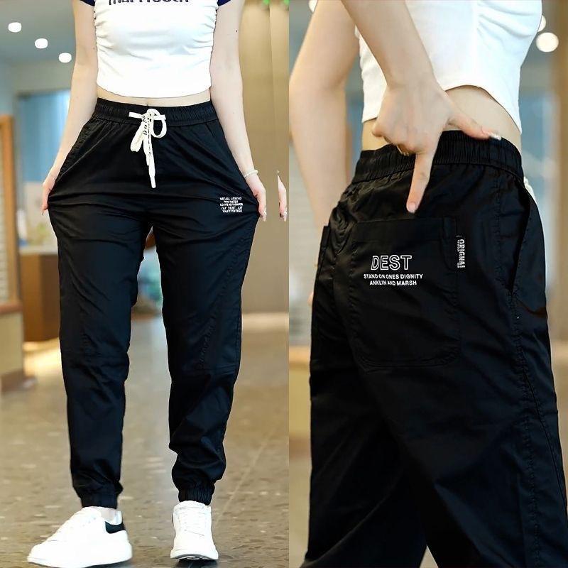 Order A Size Up Sports Ice Silk Casual Pants Women Loose Summer Thin Quick Dry Pants Sports Nine-quarter Pants