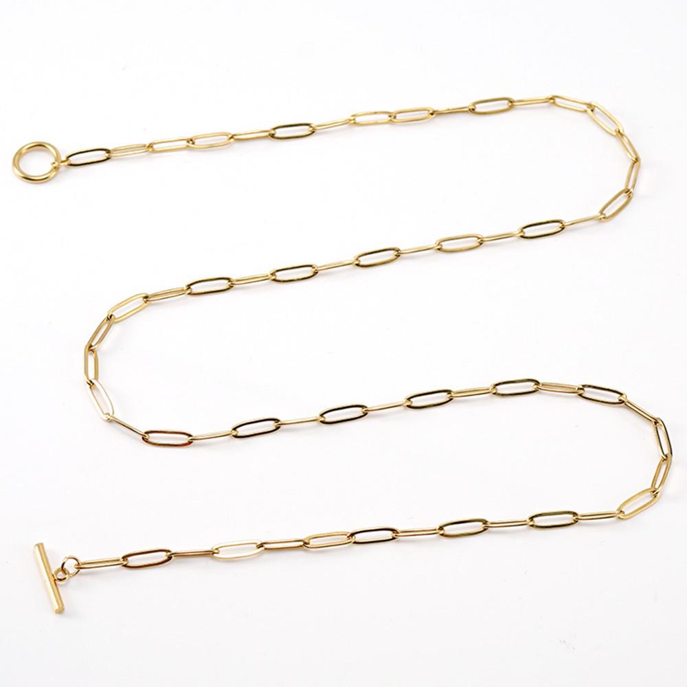 Gold OT Buckle Stainless Steel Necklace - High-End Niche Fashion Design, New European & American Trend, Light Luxury Style.