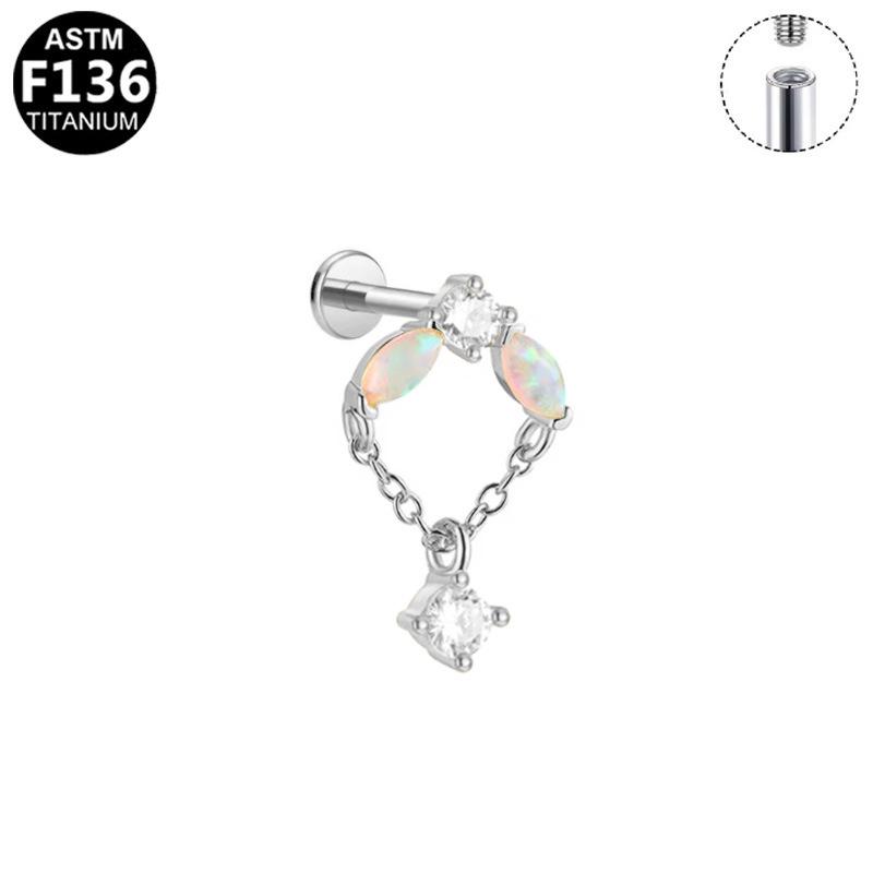High-End Titanium F136 Internal Thread Cartilage Stud Earring - European & American Trendy Fashion