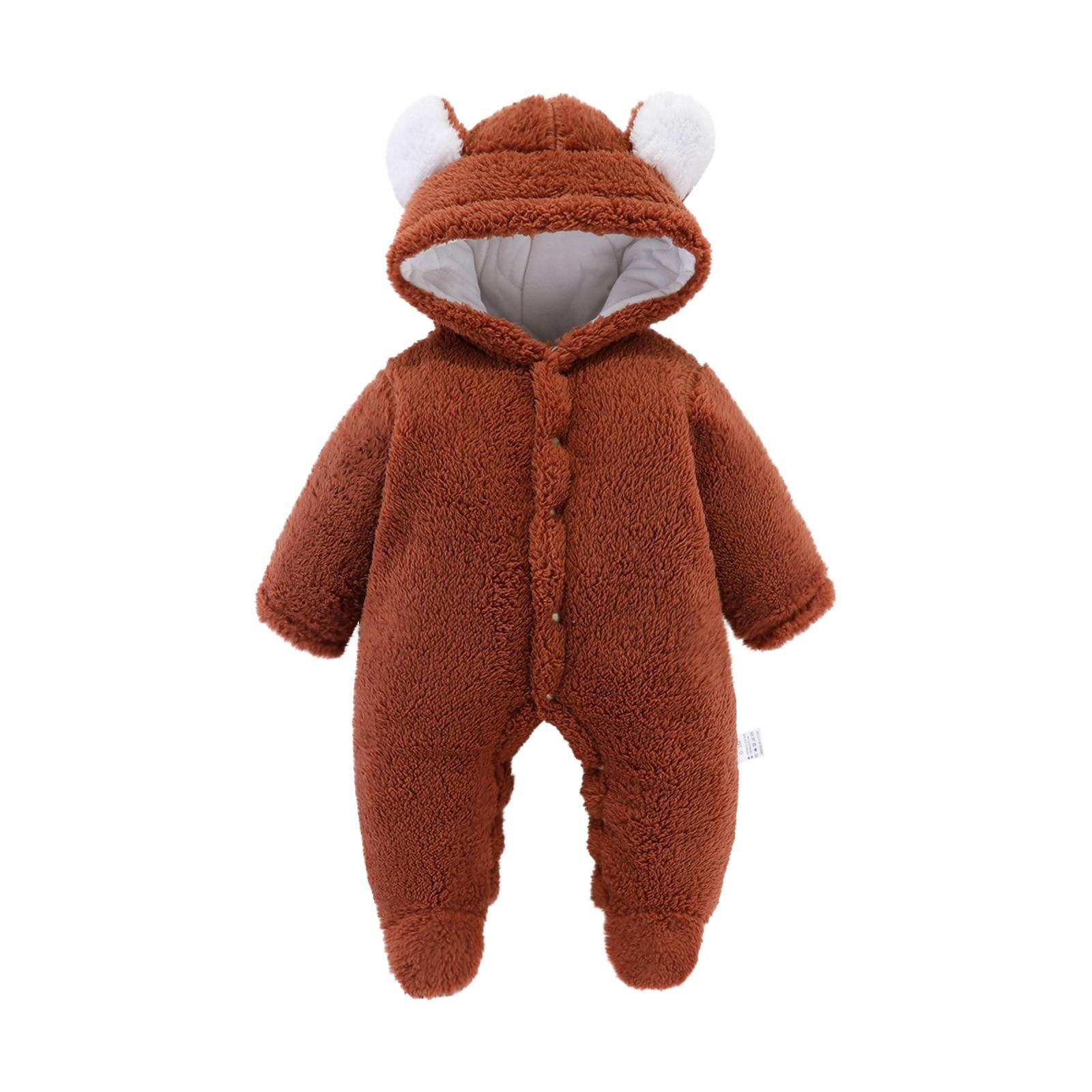 

Комбинезон с капюшоном и вышивкой для новорожденных мальчиков и девочек, теплая одежда