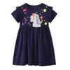 Girls' Embroidered Short-Sleeved Dress, Baby Round-Neck Stylish Princess Dress, Children's Pure Cotton Summer Dress, Trendy Dress for Young Children