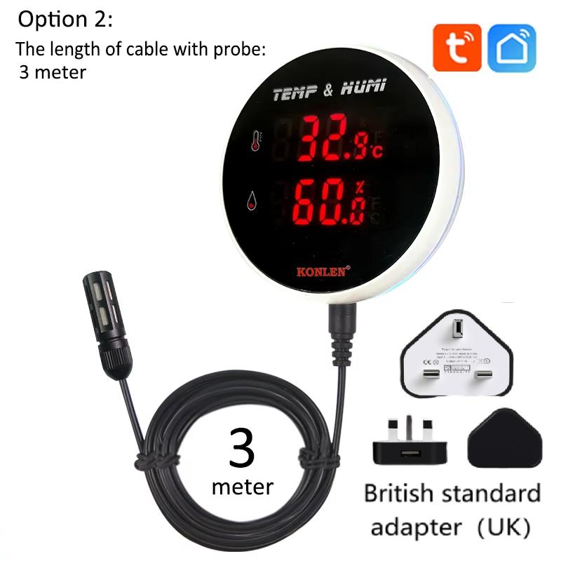 

Tuya WIFI Temperature Humidity Sensor Thermometer Hygrometer Smart Life Moisture Probe For Home Plants google home alexa серебряный