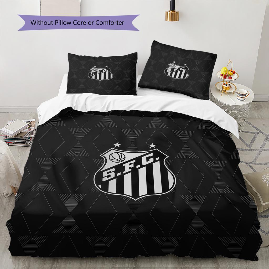 Santos FC Pattern Bedding Quilt Set  Home Decoration  Gift (1 * duvet cover + 2 * pillowcase  without core)