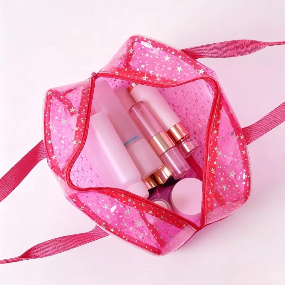 PVC Waterproof Transparent Makeup Bag Stars pattern Travel Beauty Organizer Daily Use