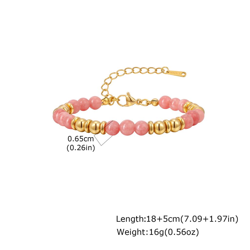 Trendy Colorful Natural Stone Necklace for Women, Stainless Steel Beads Chain Charm Necklace, Waterproof Bohemia Jewelry Gift