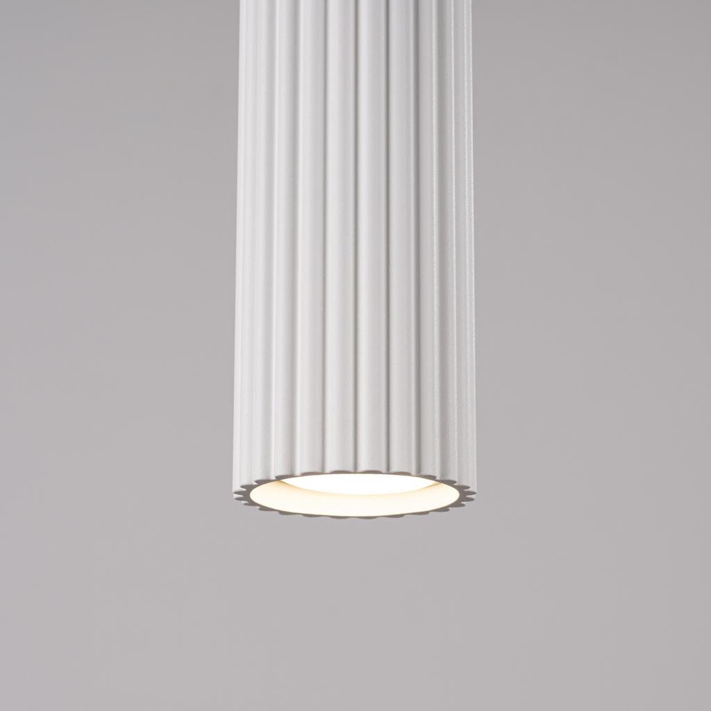 Modern white fluted tube pendant lamp for bedroom, kitchen, island, 1xGU10 10W KARBON Sollux Lighting