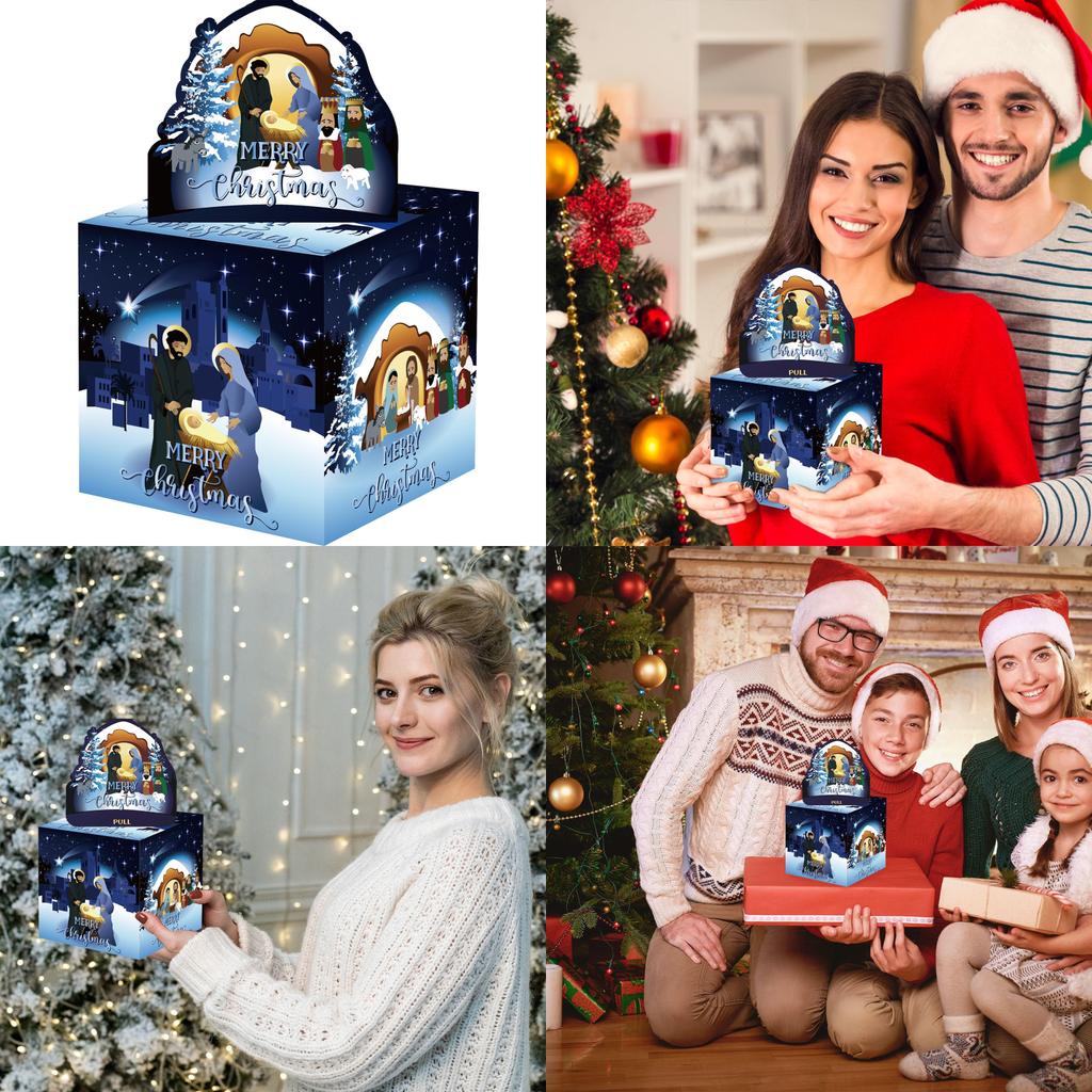 Jesus Christmas Scene Paper Money Box For Festive Party And Celebration Decor